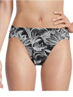 TIME & TRU Low Rise Cheeky Fit Black/White Floral Bikini Bottoms Women’s XL NWT